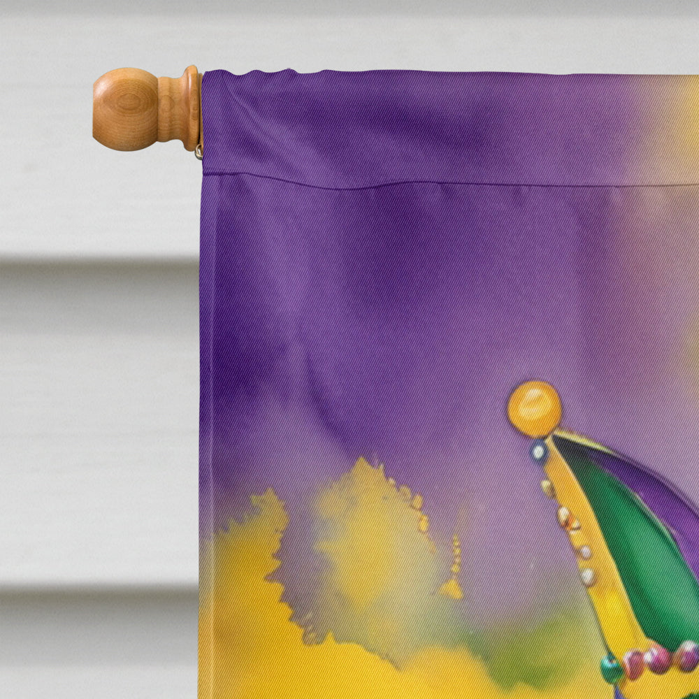 Jack Russell Terrier King of Mardi Gras House Flag 28x40 Porch Sleeve Pole Decorative Outside Yard Banner Artwork Wall Hanging, Polyester
