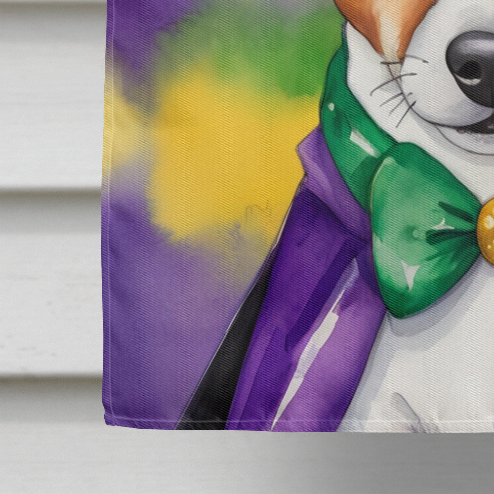 Jack Russell Terrier King of Mardi Gras House Flag 28x40 Porch Sleeve Pole Decorative Outside Yard Banner Artwork Wall Hanging, Polyester