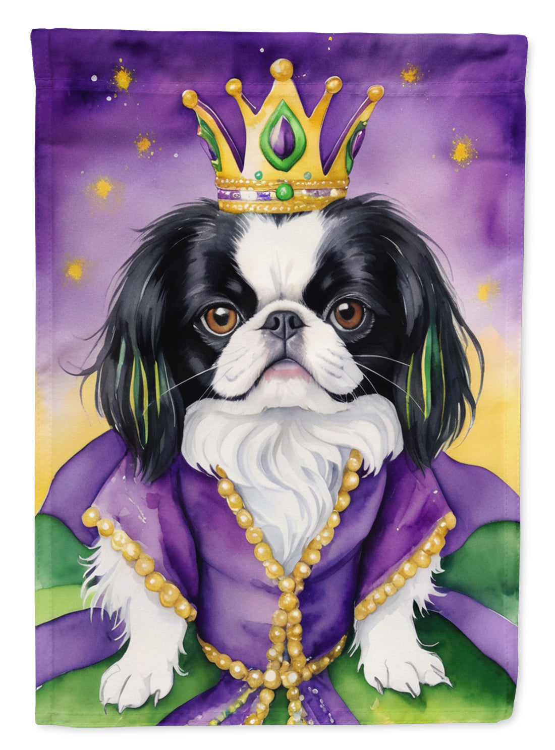 Japanese Chin King of Mardi Gras House Flag 28x40 Porch Sleeve Pole Decorative Outside Yard Banner Artwork Wall Hanging, Polyester