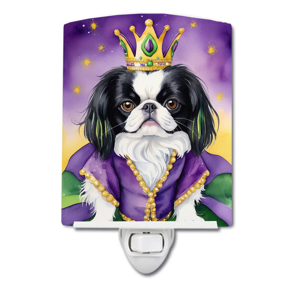 Japanese Chin King of Mardi Gras Ceramic Night Light Compact, UL-Certified, Ideal for Bedroom, Bathroom, Nursery, Hallway, Kitchen, 6x4x3, Multicolor