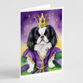 Japanese Chin King of Mardi Gras Greeting Cards Pack of 8 Blank Cards with Envelopes Whimsical A7 Size 5x7
