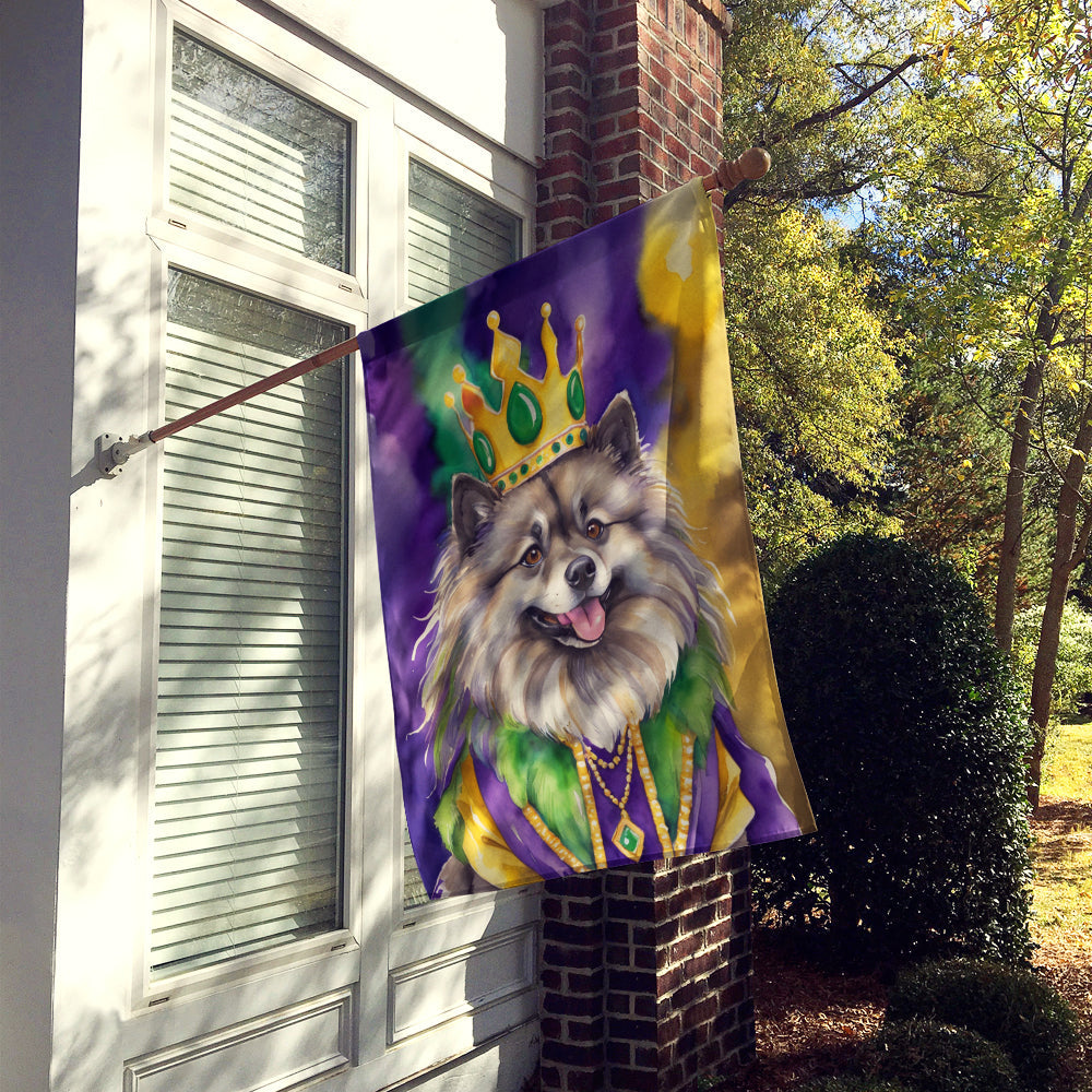 Keeshond King of Mardi Gras House Flag 28x40 Porch Sleeve Pole Decorative Outside Yard Banner Artwork Wall Hanging, Polyester