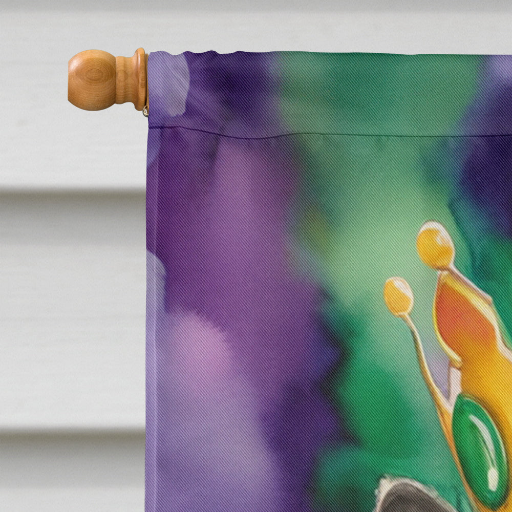 Keeshond King of Mardi Gras House Flag 28x40 Porch Sleeve Pole Decorative Outside Yard Banner Artwork Wall Hanging, Polyester