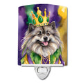 Keeshond King of Mardi Gras Ceramic Night Light Compact, UL-Certified, Ideal for Bedroom, Bathroom, Nursery, Hallway, Kitchen, 6x4x3, Multicolor