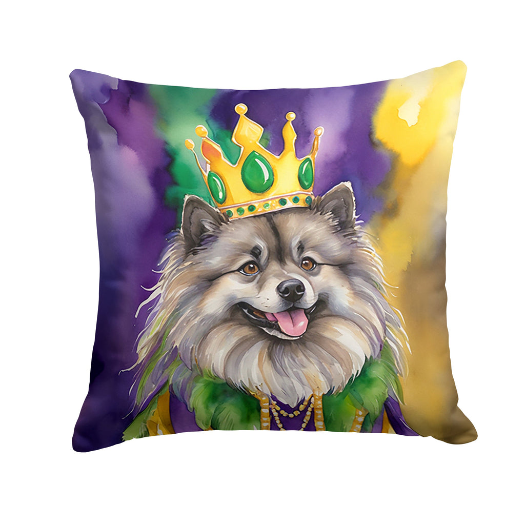 Keeshond King of Mardi Gras Decorative Throw Pillow 14x14 Indoor Outdoor Accent Cushion, Fabric Cover with Insert for Sofa, Bed, Porch & Living Room