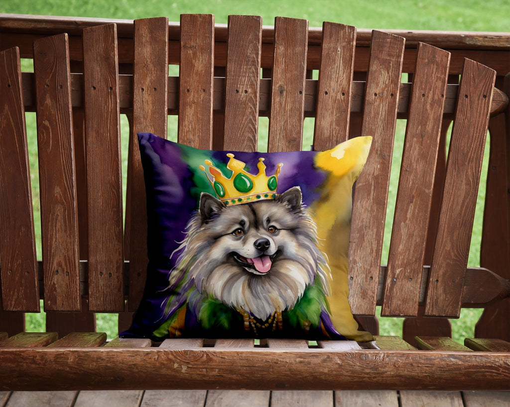Keeshond King of Mardi Gras Decorative Throw Pillow 14x14 Indoor Outdoor Accent Cushion, Fabric Cover with Insert for Sofa, Bed, Porch & Living Room