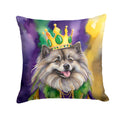 Keeshond King of Mardi Gras Decorative Throw Pillow 18x18 Indoor Outdoor Accent Cushion, Fabric Cover with Insert for Sofa, Bed, Porch & Living Room