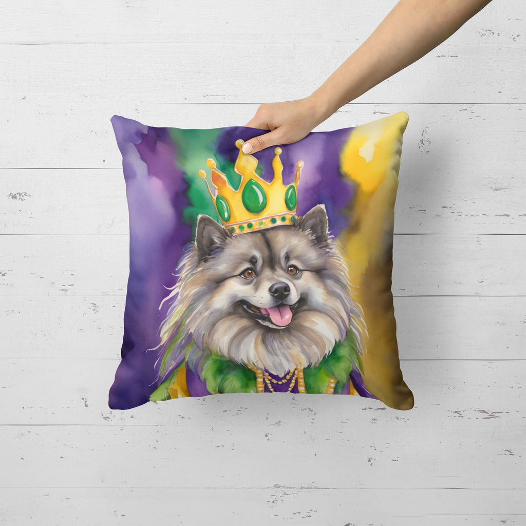 Keeshond King of Mardi Gras Decorative Throw Pillow 18x18 Indoor Outdoor Accent Cushion, Fabric Cover with Insert for Sofa, Bed, Porch & Living Room
