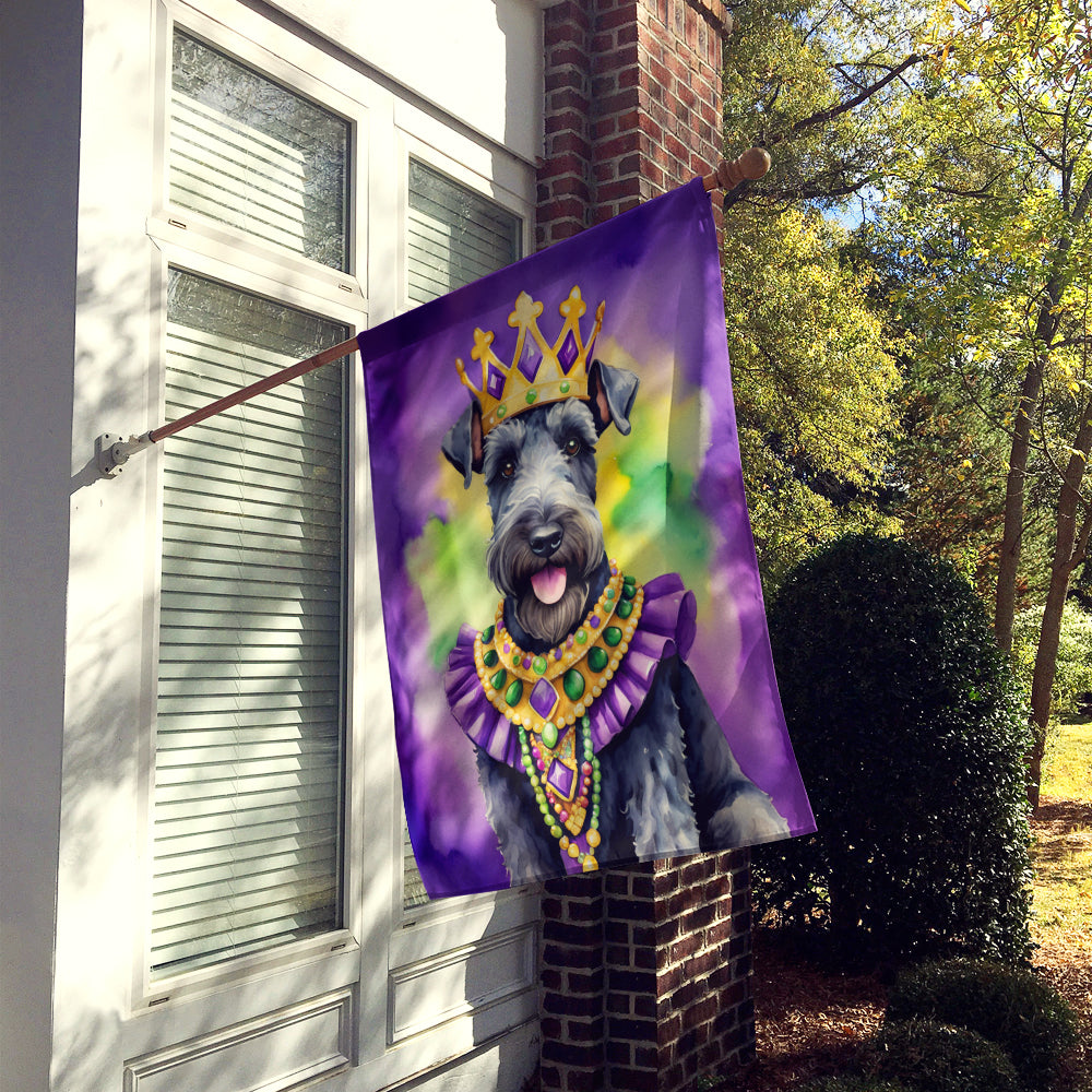 Kerry Blue Terrier King of Mardi Gras House Flag 28x40 Porch Sleeve Pole Decorative Outside Yard Banner Artwork Wall Hanging, Polyester
