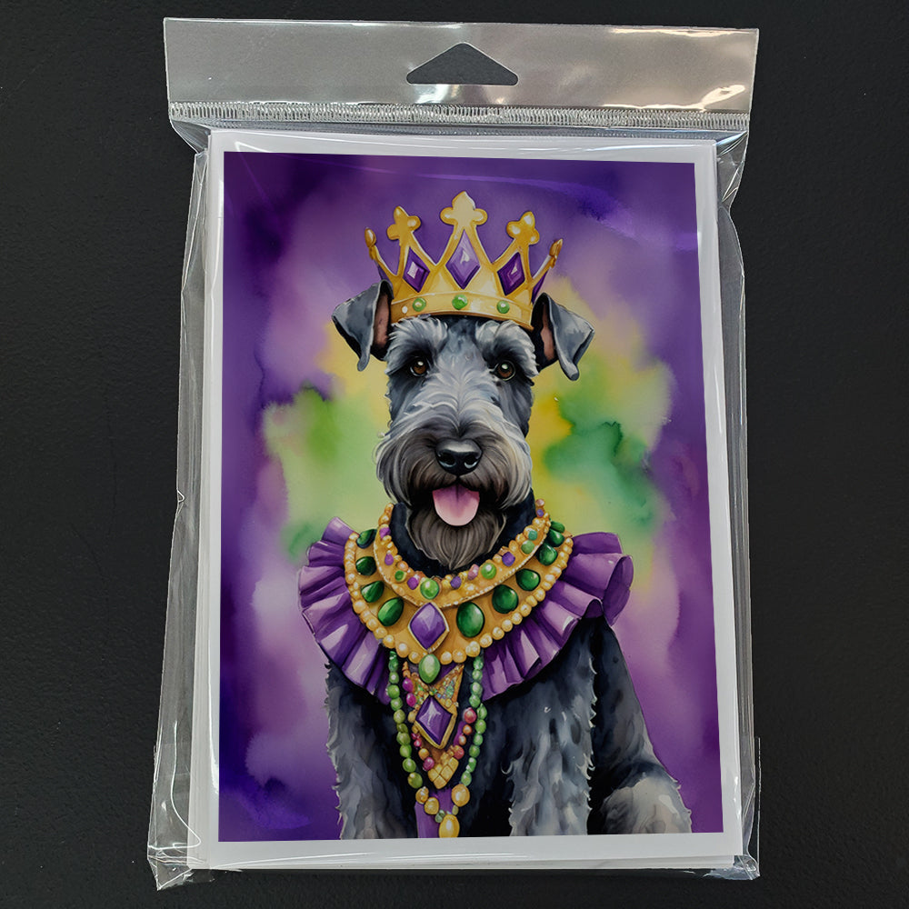 Kerry Blue Terrier King of Mardi Gras Greeting Cards Pack of 8 Blank Cards with Envelopes Whimsical A7 Size 5x7