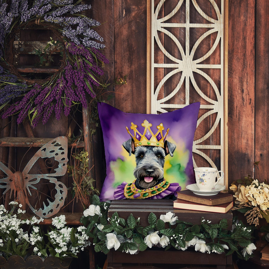 Kerry Blue Terrier King of Mardi Gras Decorative Throw Pillow 18x18 Indoor Outdoor Accent Cushion, Fabric Cover with Insert for Sofa, Bed, Porch & Living Room