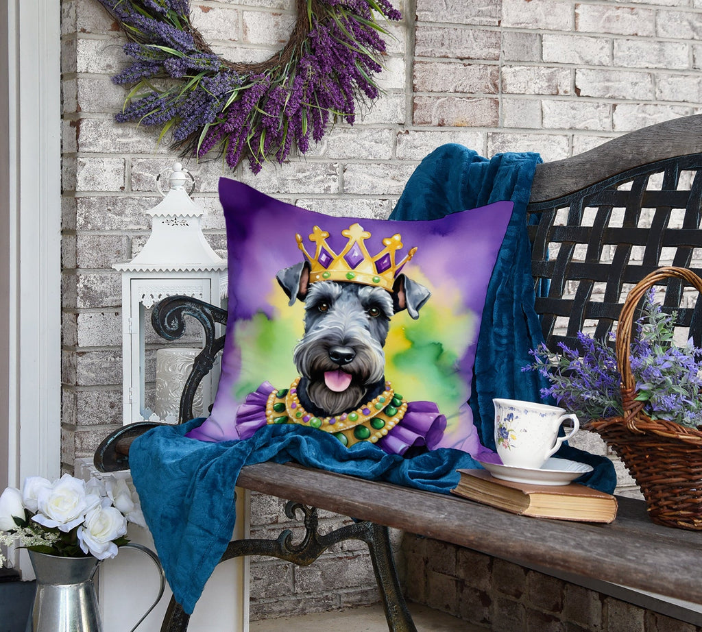 Kerry Blue Terrier King of Mardi Gras Decorative Throw Pillow 18x18 Indoor Outdoor Accent Cushion, Fabric Cover with Insert for Sofa, Bed, Porch & Living Room
