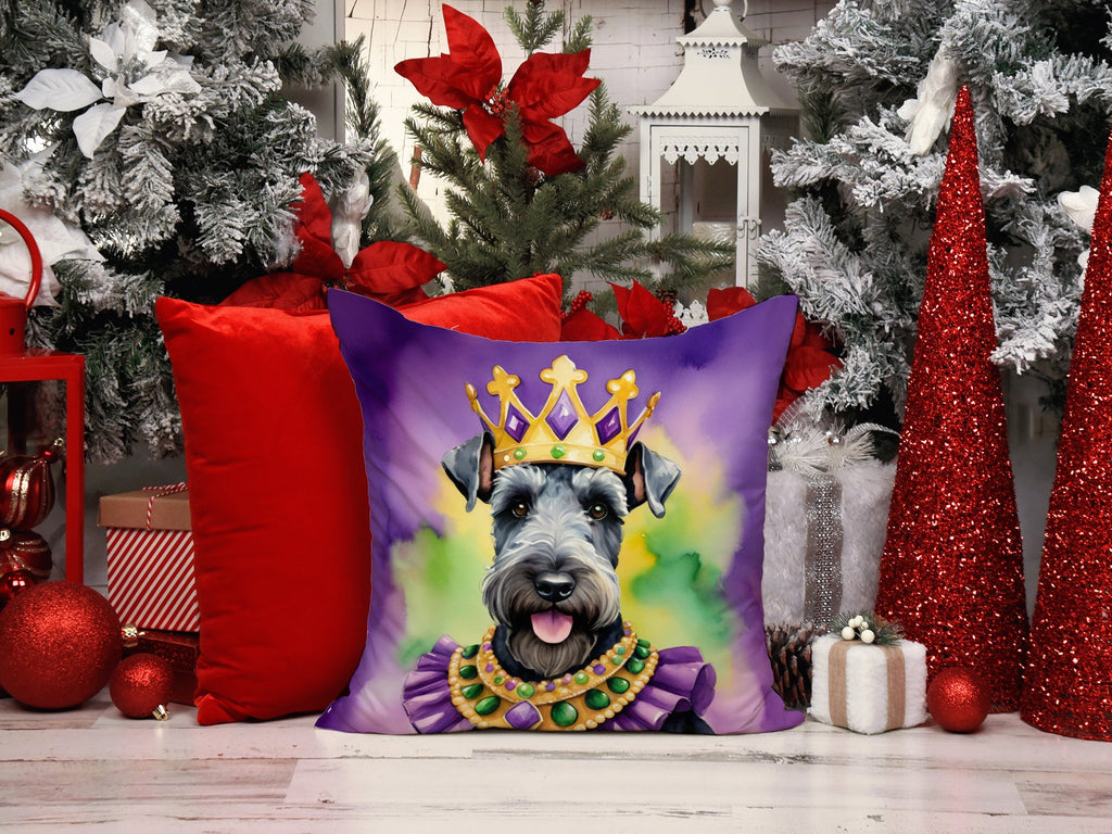 Kerry Blue Terrier King of Mardi Gras Decorative Throw Pillow 18x18 Indoor Outdoor Accent Cushion, Fabric Cover with Insert for Sofa, Bed, Porch & Living Room