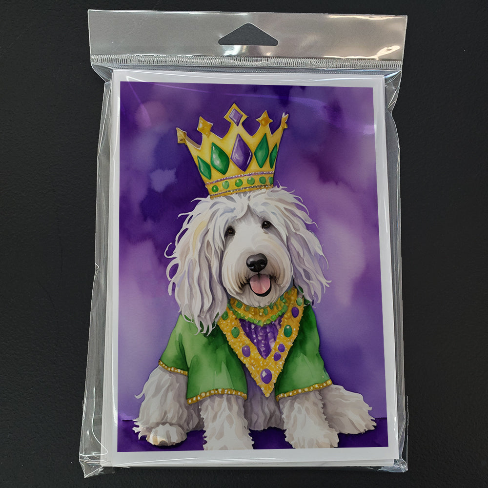 Komondor King of Mardi Gras Greeting Cards Pack of 8 Blank Cards with Envelopes Whimsical A7 Size 5x7