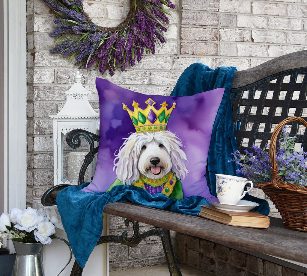 Komondor King of Mardi Gras Decorative Throw Pillow 18x18 Indoor Outdoor Accent Cushion, Fabric Cover with Insert for Sofa, Bed, Porch & Living Room