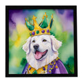 Kuvasz King of Mardi Gras Framed Metal Print Bathroom, Kitchen, Office, Home Decor Wall Art Ready to Hang, Square, 8X8