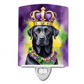 Labrador Retriever King of Mardi Gras Ceramic Night Light Compact, UL-Certified, Ideal for Bedroom, Bathroom, Nursery, Hallway, Kitchen, 6x4x3, Multicolor