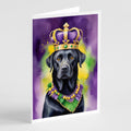 Labrador Retriever King of Mardi Gras Greeting Cards Pack of 8 Blank Cards with Envelopes Whimsical A7 Size 5x7