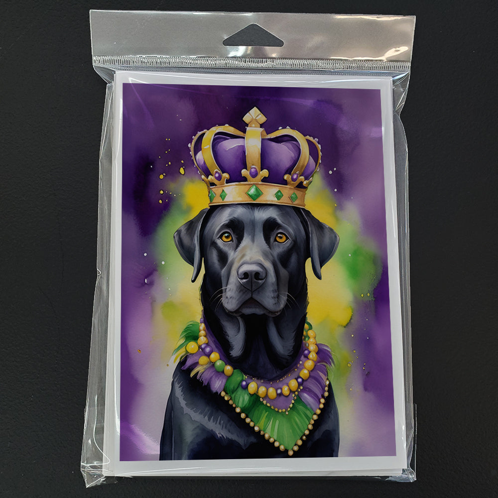 Labrador Retriever King of Mardi Gras Greeting Cards Pack of 8 Blank Cards with Envelopes Whimsical A7 Size 5x7