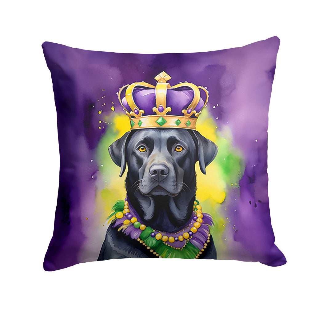 Labrador Retriever King of Mardi Gras Decorative Throw Pillow 18x18 Indoor Outdoor Accent Cushion, Fabric Cover with Insert for Sofa, Bed, Porch & Living Room