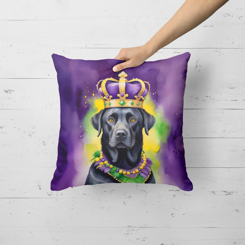 Labrador Retriever King of Mardi Gras Decorative Throw Pillow 18x18 Indoor Outdoor Accent Cushion, Fabric Cover with Insert for Sofa, Bed, Porch & Living Room