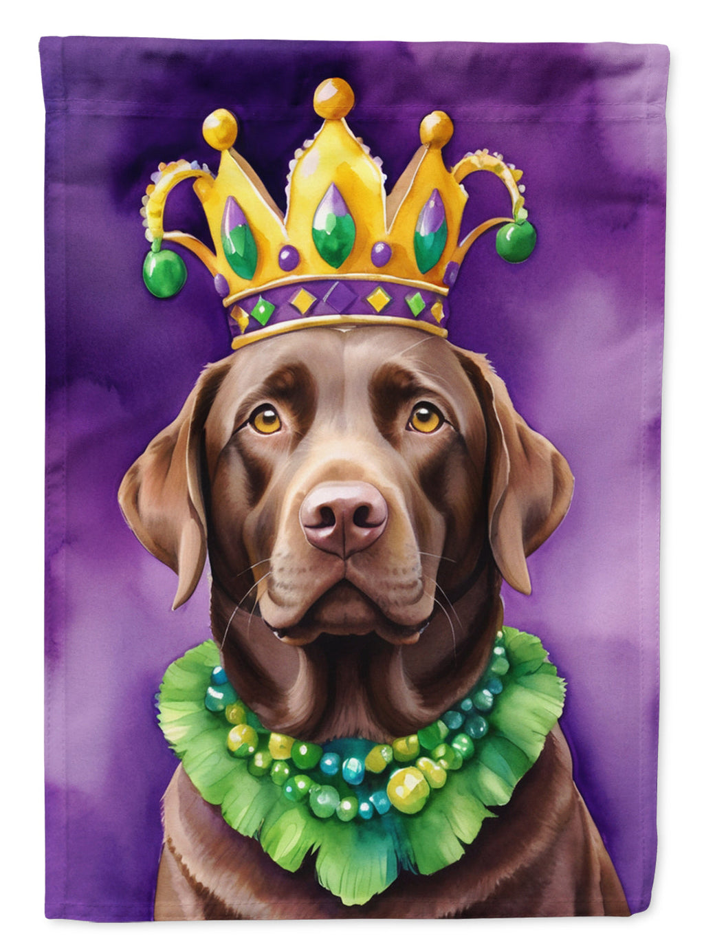 Labrador Retriever King of Mardi Gras House Flag 28x40 Porch Sleeve Pole Decorative Outside Yard Banner Artwork Wall Hanging, Polyester