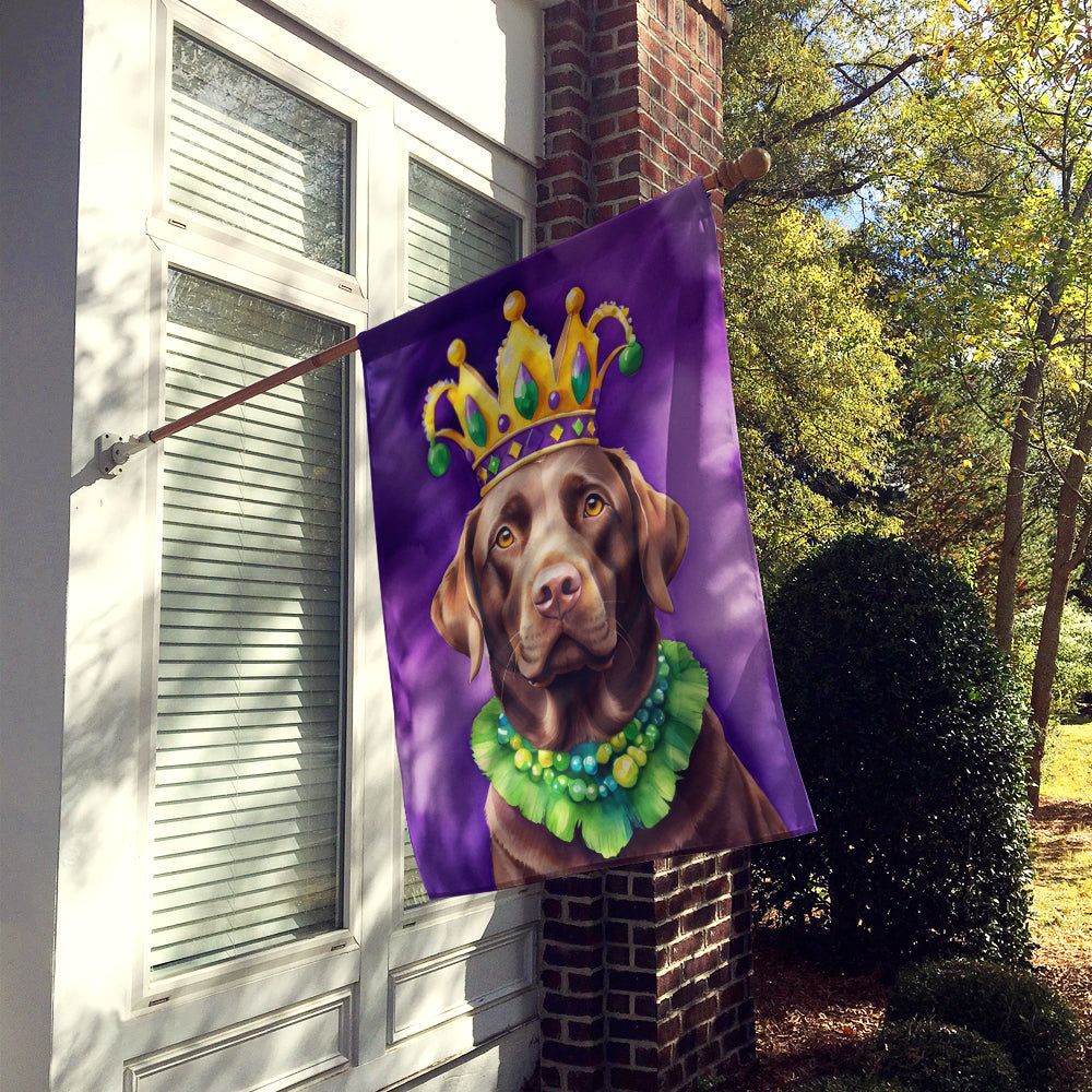 Labrador Retriever King of Mardi Gras House Flag 28x40 Porch Sleeve Pole Decorative Outside Yard Banner Artwork Wall Hanging, Polyester