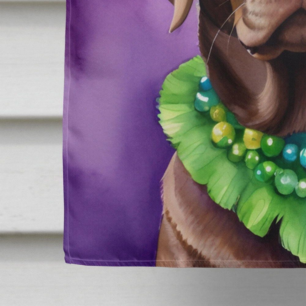 Labrador Retriever King of Mardi Gras House Flag 28x40 Porch Sleeve Pole Decorative Outside Yard Banner Artwork Wall Hanging, Polyester
