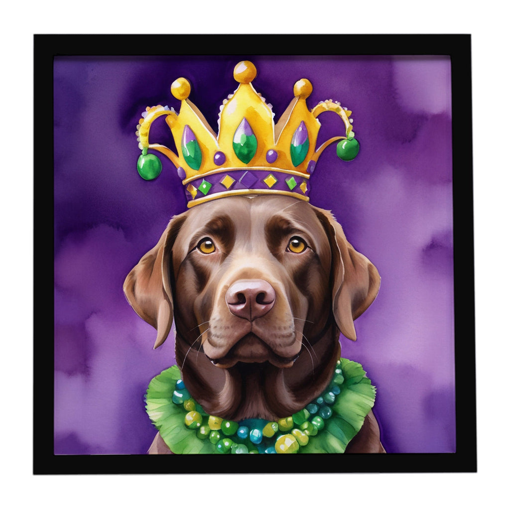 Labrador Retriever King of Mardi Gras Framed Metal Print Bathroom, Kitchen, Office, Home Decor Wall Art Ready to Hang, Square, 8X8