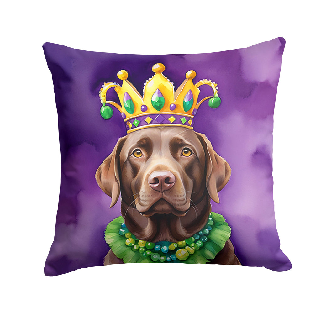 Labrador Retriever King of Mardi Gras Decorative Throw Pillow 18x18 Indoor Outdoor Accent Cushion, Fabric Cover with Insert for Sofa, Bed, Porch & Living Room