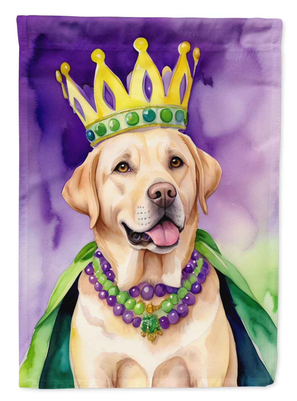 Labrador Retriever King of Mardi Gras House Flag 28x40 Porch Sleeve Pole Decorative Outside Yard Banner Artwork Wall Hanging, Polyester