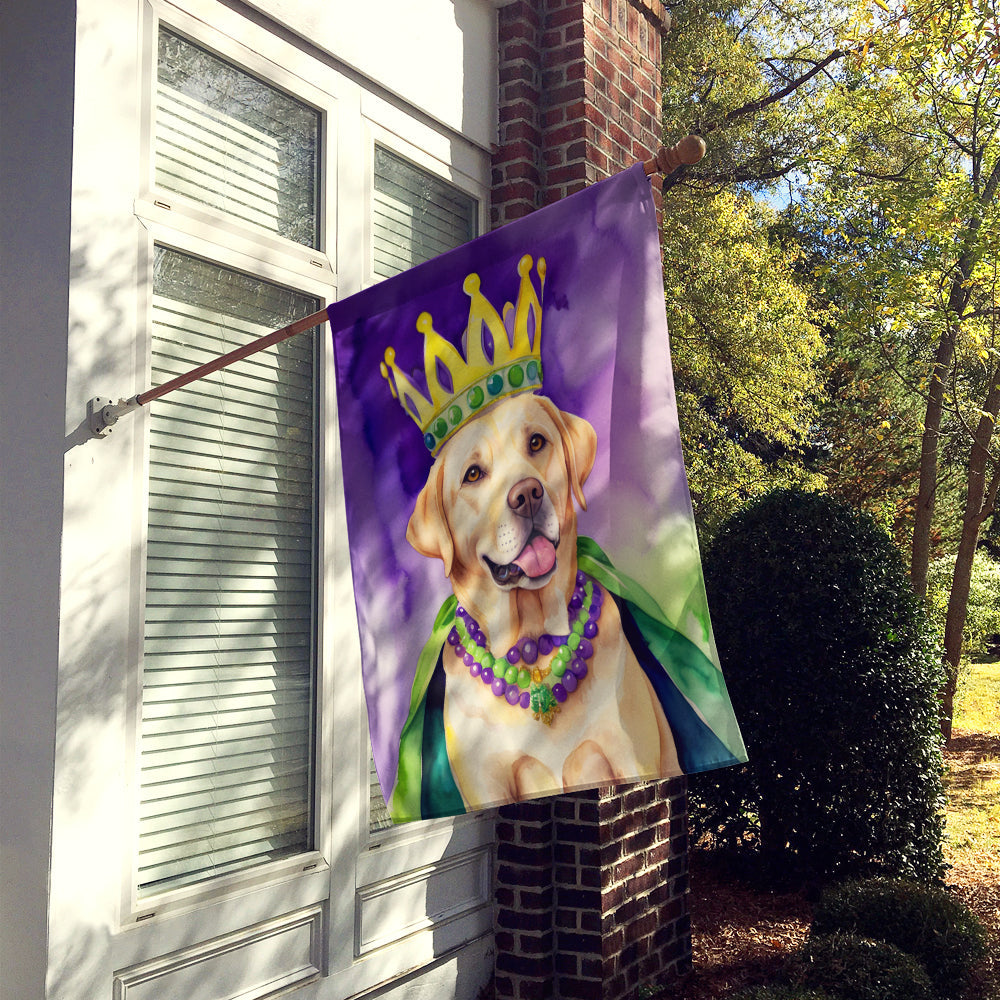 Labrador Retriever King of Mardi Gras House Flag 28x40 Porch Sleeve Pole Decorative Outside Yard Banner Artwork Wall Hanging, Polyester