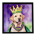 Labrador Retriever King of Mardi Gras Framed Metal Print Bathroom, Kitchen, Office, Home Decor Wall Art Ready to Hang, Square, 8X8