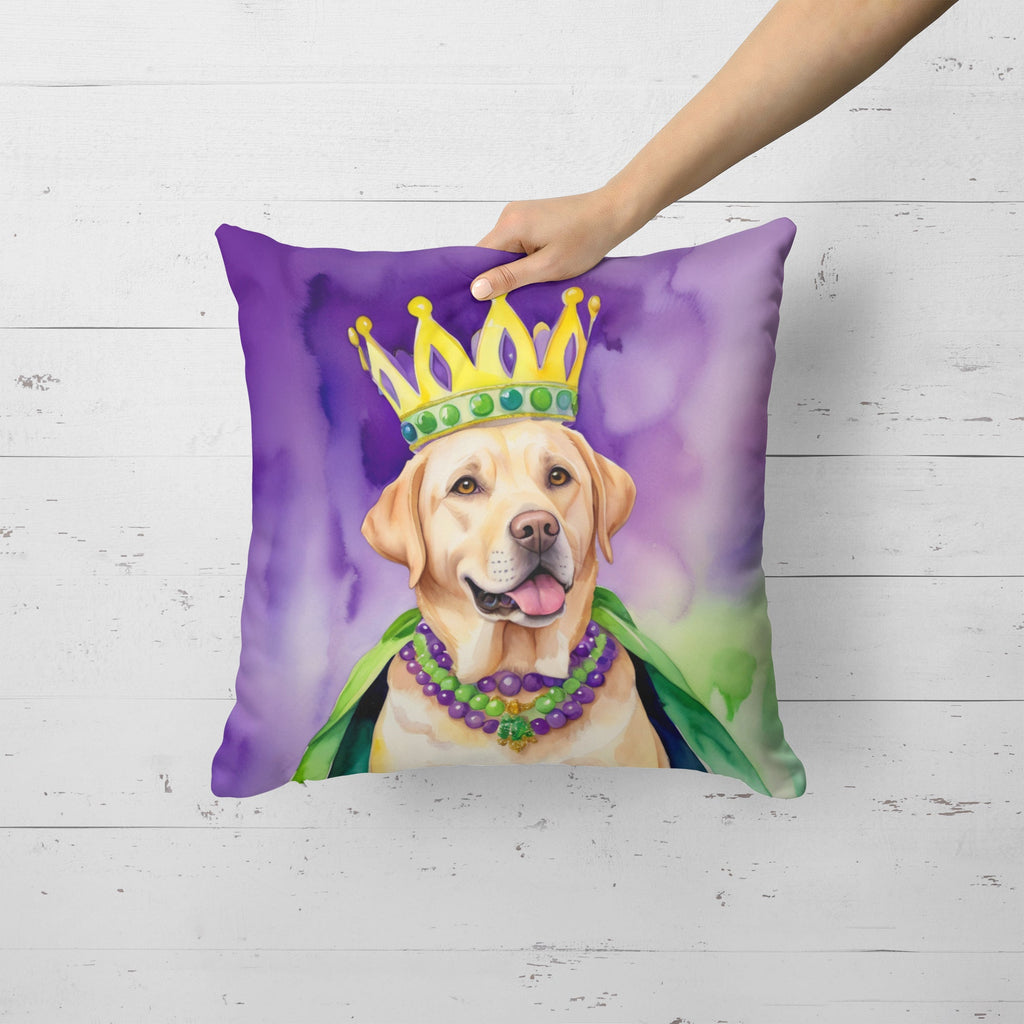 Labrador Retriever King of Mardi Gras Decorative Throw Pillow 18x18 Indoor Outdoor Accent Cushion, Fabric Cover with Insert for Sofa, Bed, Porch & Living Room