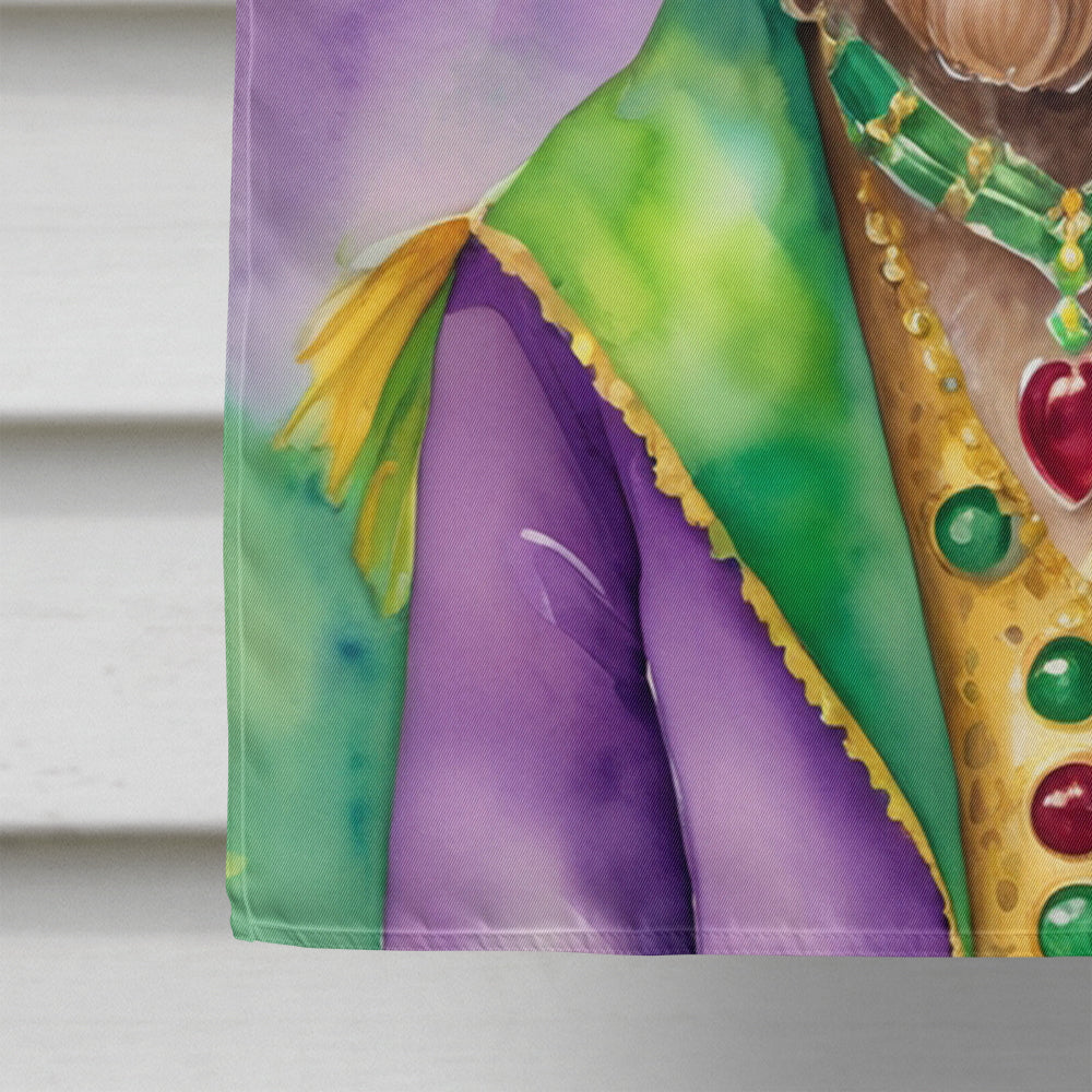 Labradoodle King of Mardi Gras House Flag 28x40 Porch Sleeve Pole Decorative Outside Yard Banner Artwork Wall Hanging, Polyester