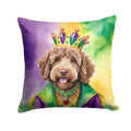 Labradoodle King of Mardi Gras Decorative Throw Pillow 14x14 Indoor Outdoor Accent Cushion, Fabric Cover with Insert for Sofa, Bed, Porch & Living Room
