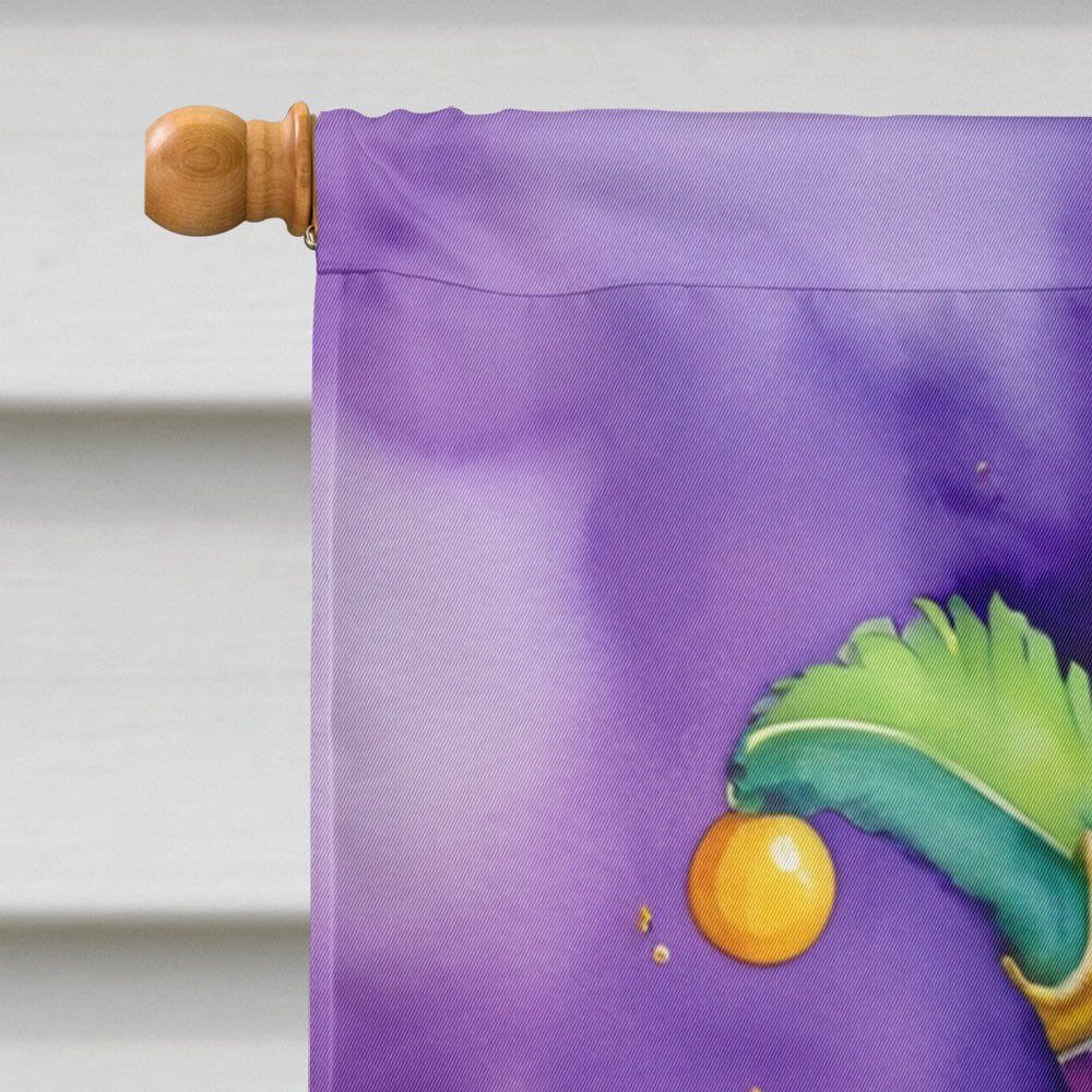 Labradoodle King of Mardi Gras House Flag 28x40 Porch Sleeve Pole Decorative Outside Yard Banner Artwork Wall Hanging, Polyester