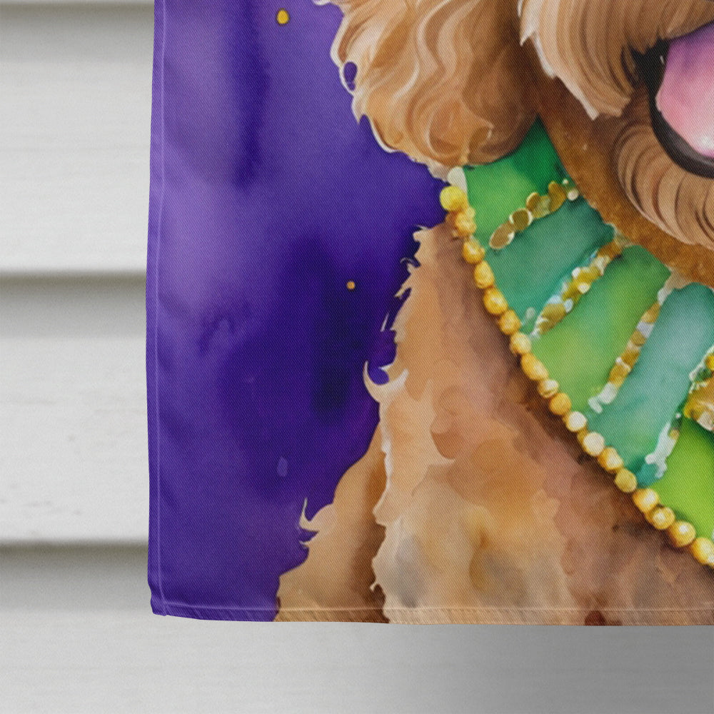 Labradoodle King of Mardi Gras House Flag 28x40 Porch Sleeve Pole Decorative Outside Yard Banner Artwork Wall Hanging, Polyester