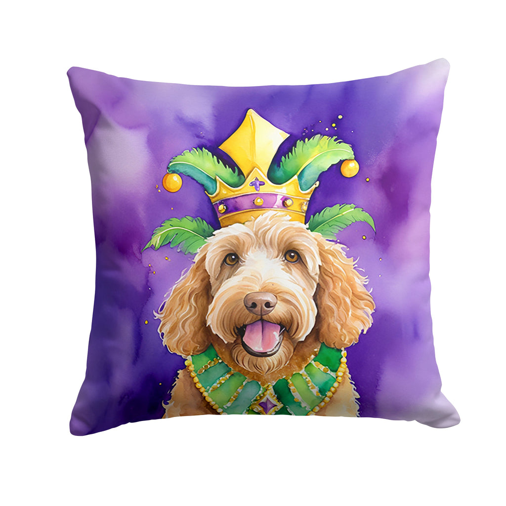 Labradoodle King of Mardi Gras Decorative Throw Pillow 18x18 Indoor Outdoor Accent Cushion, Fabric Cover with Insert for Sofa, Bed, Porch & Living Room