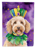 Labradoodle King of Mardi Gras House Flag 28x40 Porch Sleeve Pole Decorative Outside Yard Banner Artwork Wall Hanging, Polyester