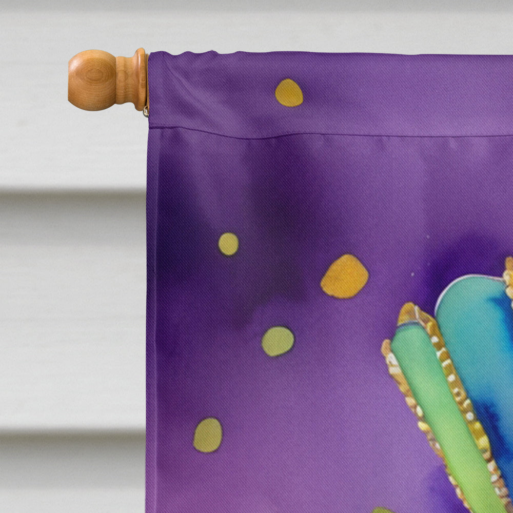 Labradoodle King of Mardi Gras House Flag 28x40 Porch Sleeve Pole Decorative Outside Yard Banner Artwork Wall Hanging, Polyester