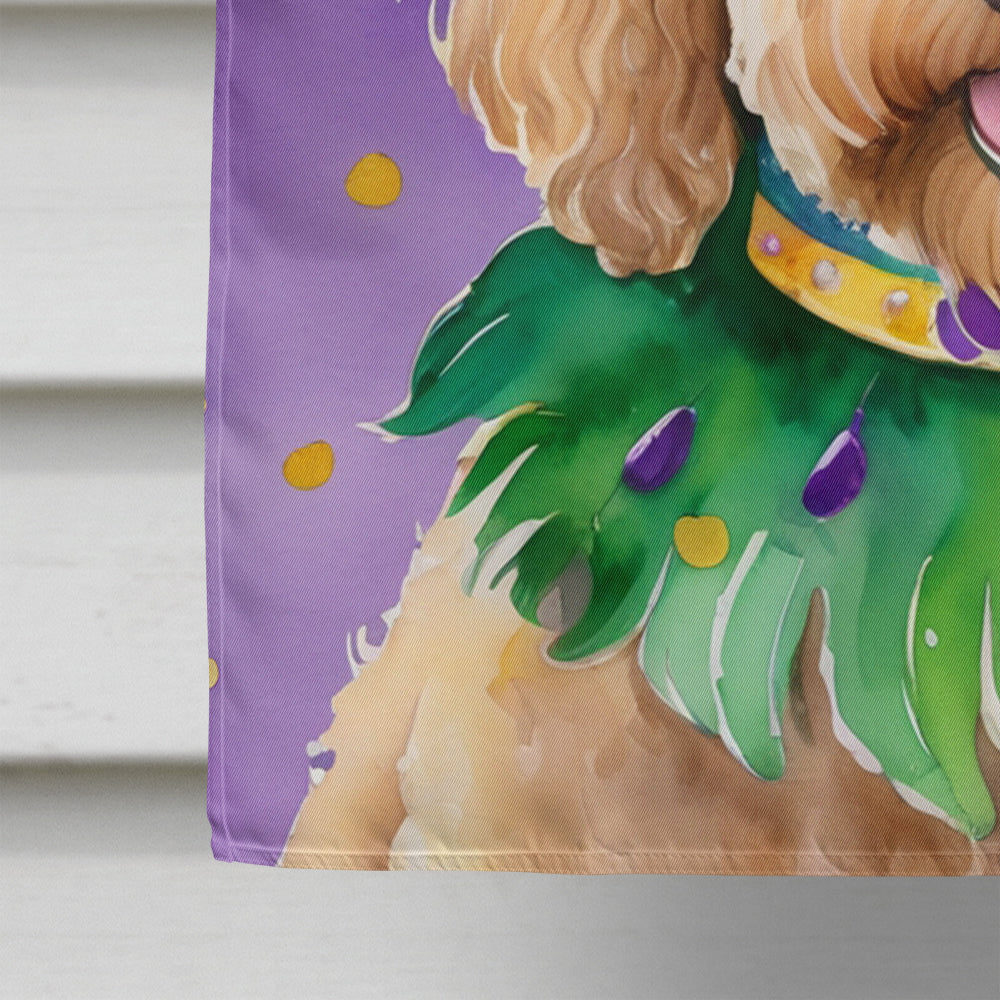 Labradoodle King of Mardi Gras House Flag 28x40 Porch Sleeve Pole Decorative Outside Yard Banner Artwork Wall Hanging, Polyester