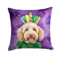 Labradoodle King of Mardi Gras Decorative Throw Pillow 18x18 Indoor Outdoor Accent Cushion, Fabric Cover with Insert for Sofa, Bed, Porch & Living Room