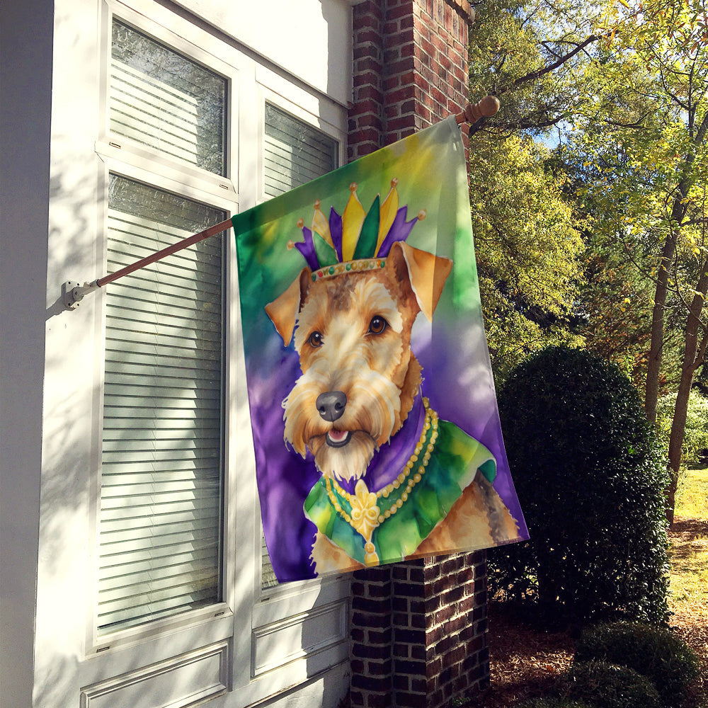 Lakeland Terrier King of Mardi Gras House Flag 28x40 Porch Sleeve Pole Decorative Outside Yard Banner Artwork Wall Hanging, Polyester