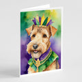 Lakeland Terrier King of Mardi Gras Greeting Cards Pack of 8 Blank Cards with Envelopes Whimsical A7 Size 5x7