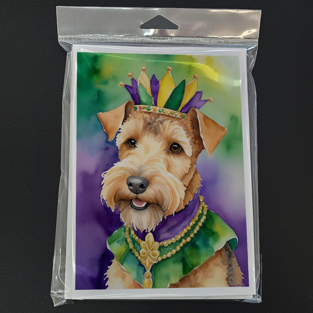 Lakeland Terrier King of Mardi Gras Greeting Cards Pack of 8 Blank Cards with Envelopes Whimsical A7 Size 5x7