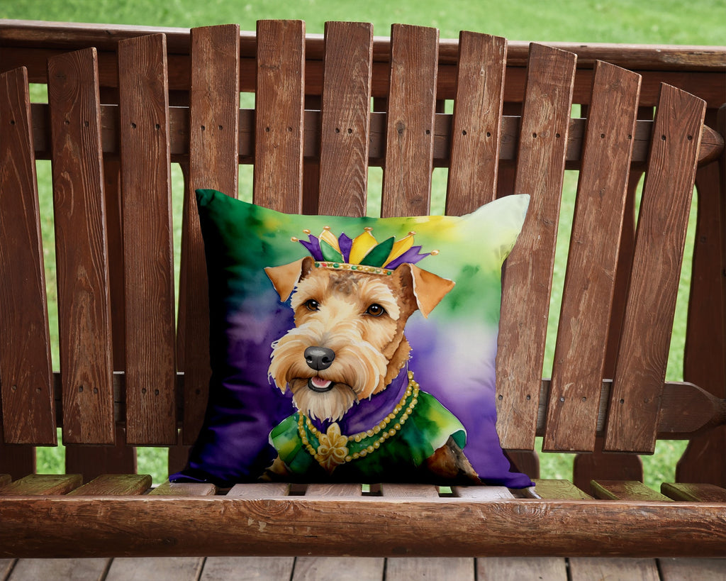 Lakeland Terrier King of Mardi Gras Decorative Throw Pillow 14x14 Indoor Outdoor Accent Cushion, Fabric Cover with Insert for Sofa, Bed, Porch & Living Room