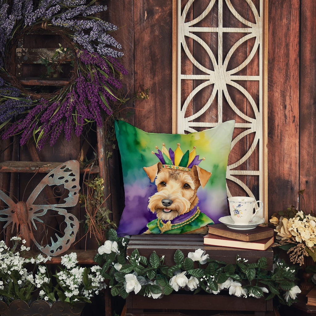 Lakeland Terrier King of Mardi Gras Decorative Throw Pillow 14x14 Indoor Outdoor Accent Cushion, Fabric Cover with Insert for Sofa, Bed, Porch & Living Room
