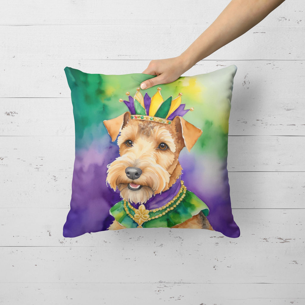 Lakeland Terrier King of Mardi Gras Decorative Throw Pillow 18x18 Indoor Outdoor Accent Cushion, Fabric Cover with Insert for Sofa, Bed, Porch & Living Room