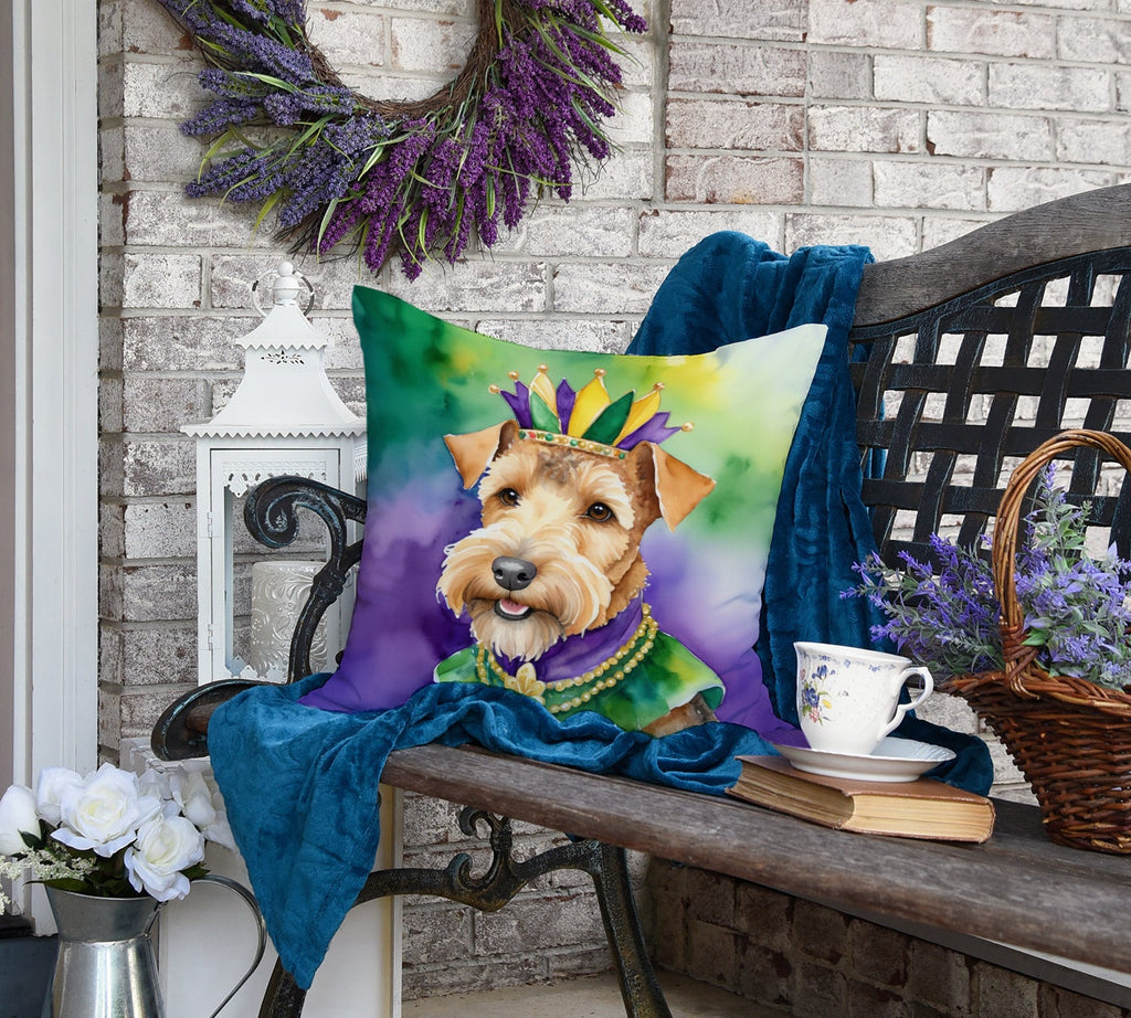 Lakeland Terrier King of Mardi Gras Decorative Throw Pillow 18x18 Indoor Outdoor Accent Cushion, Fabric Cover with Insert for Sofa, Bed, Porch & Living Room